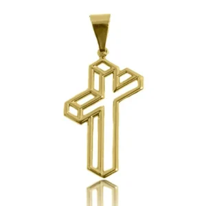 Pingente Cruz 3D Folheado a Ouro 18k