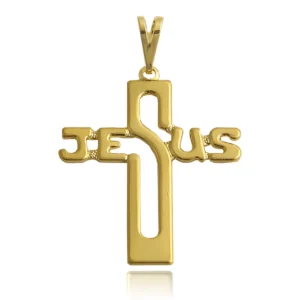 Pingente Cruz Jesus Vazado Folheado a Ouro 18k