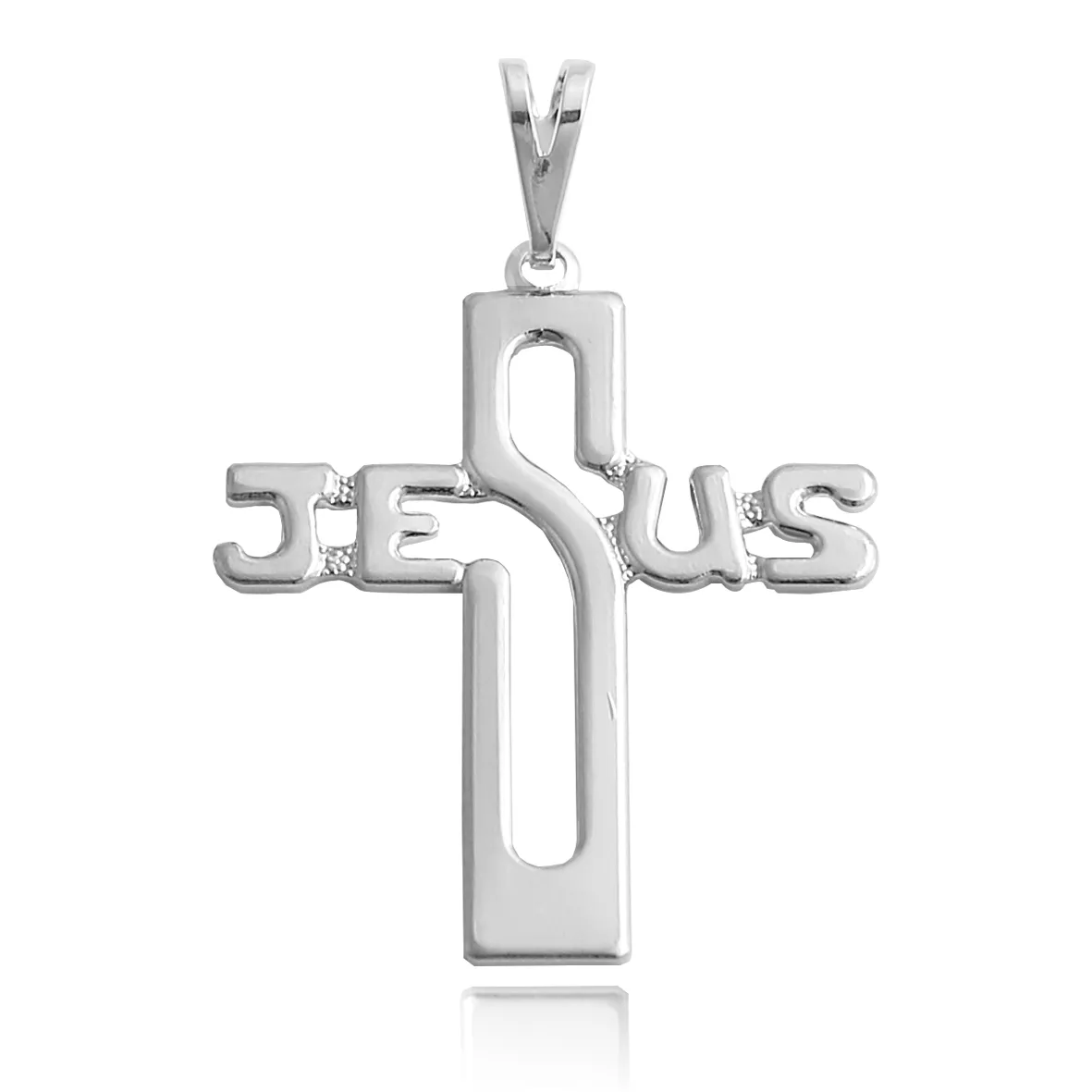 Pingente Cruz Jesus Vazado Folheado a Prata 1000