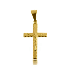 Pingente Cruz Jesus em Relevo Folheado a Ouro 18k