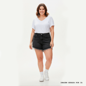 Short Jeans Plus Cinza