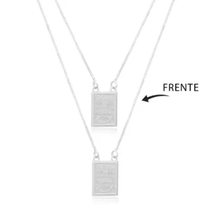 Escapulário Deus é Fiel 60cm Folheado a Prata 1000