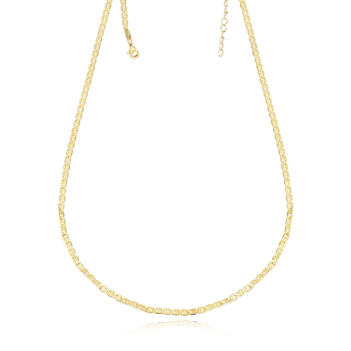 Corrente Piastrine 3mm 60cm Folheado a Ouro 18k