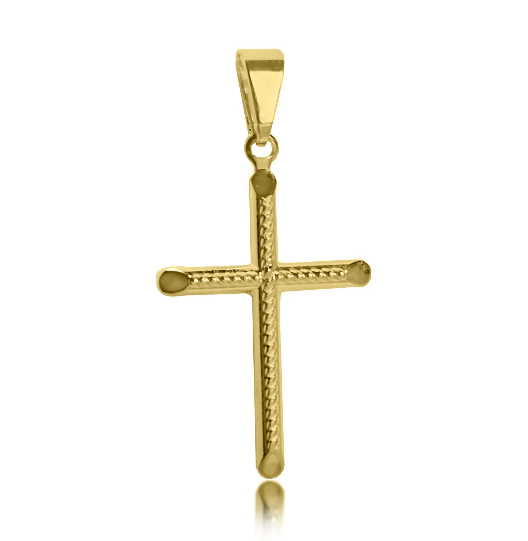 Pingente Cruz Fina com Textura Central Folheado a Ouro 18k