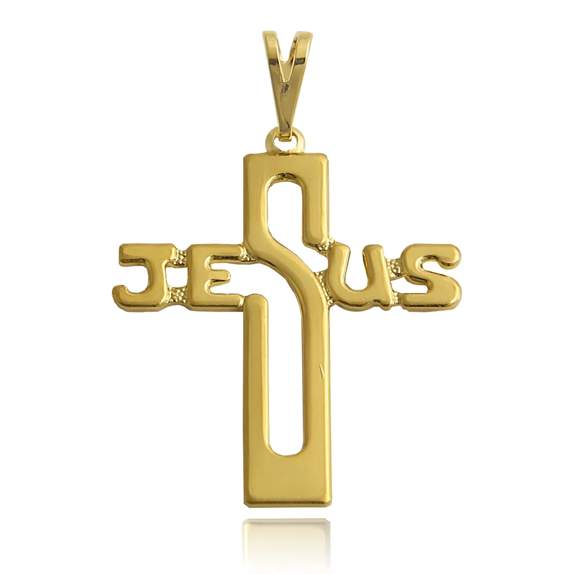 Pingente Cruz Jesus Vazado Folheado a Ouro 18k